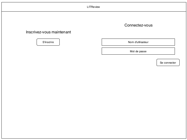 Wireframe d'authentification