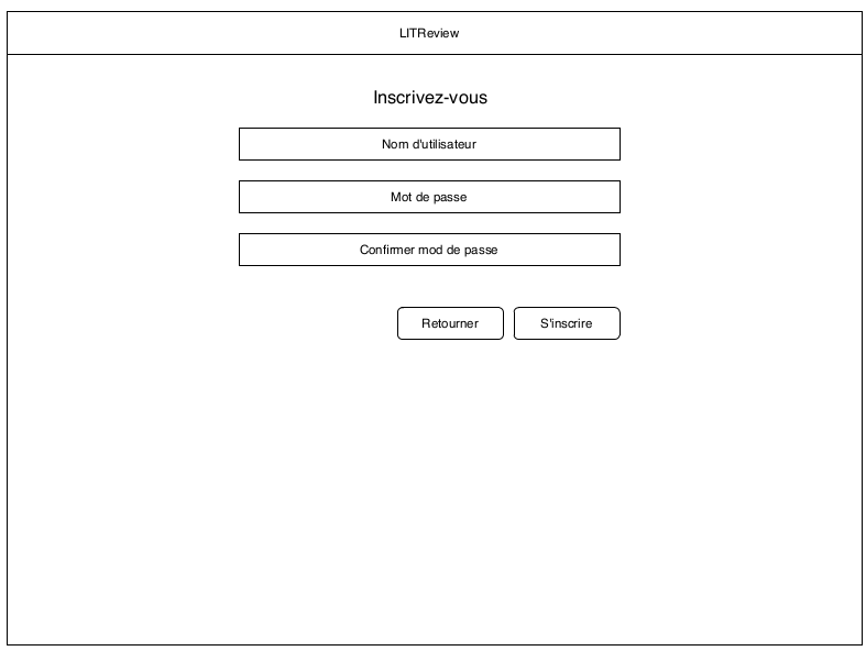 Wireframe d'inscription