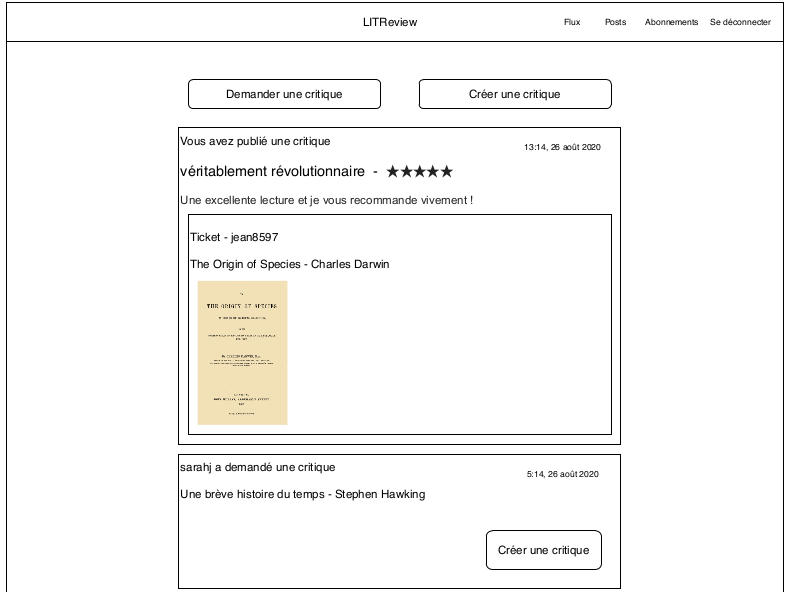 Wireframe du flux