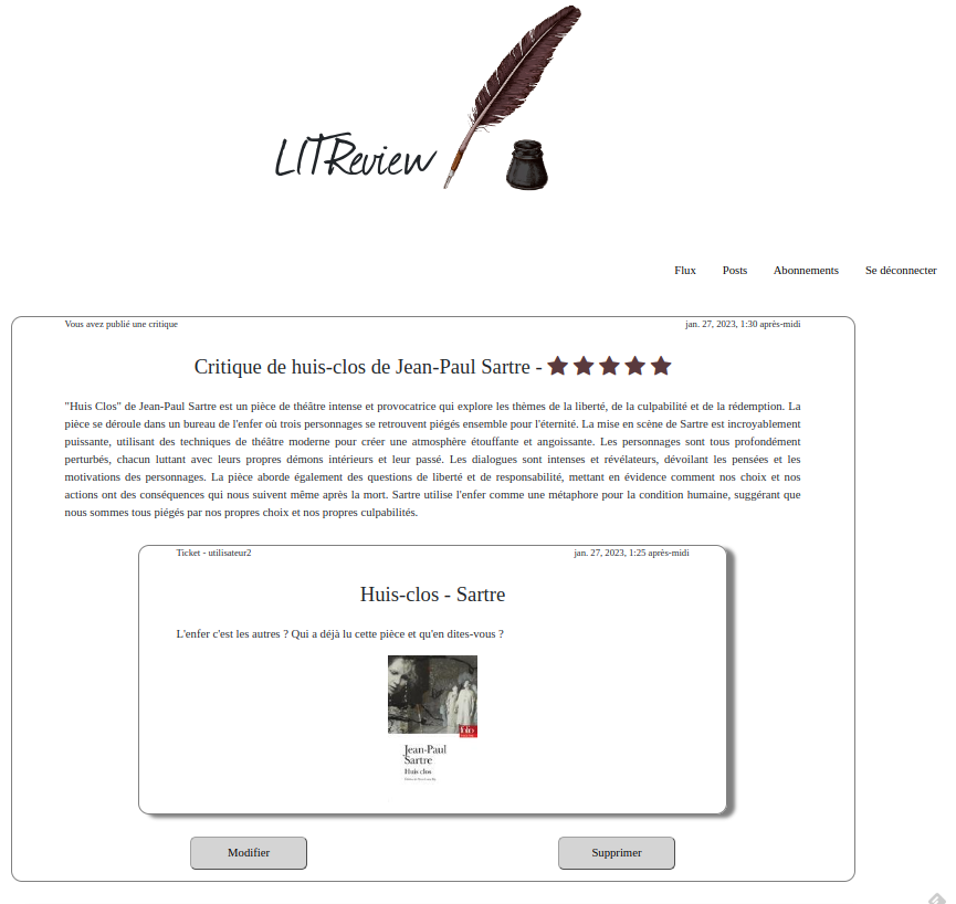 Page de posts